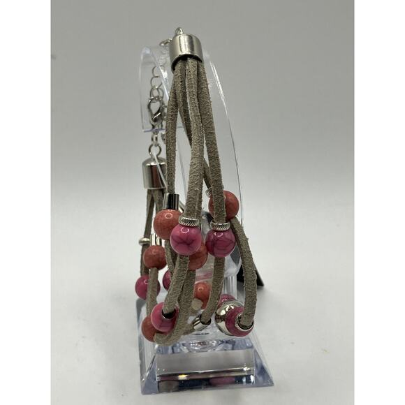 NWT! Mia & Tess Beaded Suede Illusion Mauve 9.5" Bracelet! - Picture 2 of 16